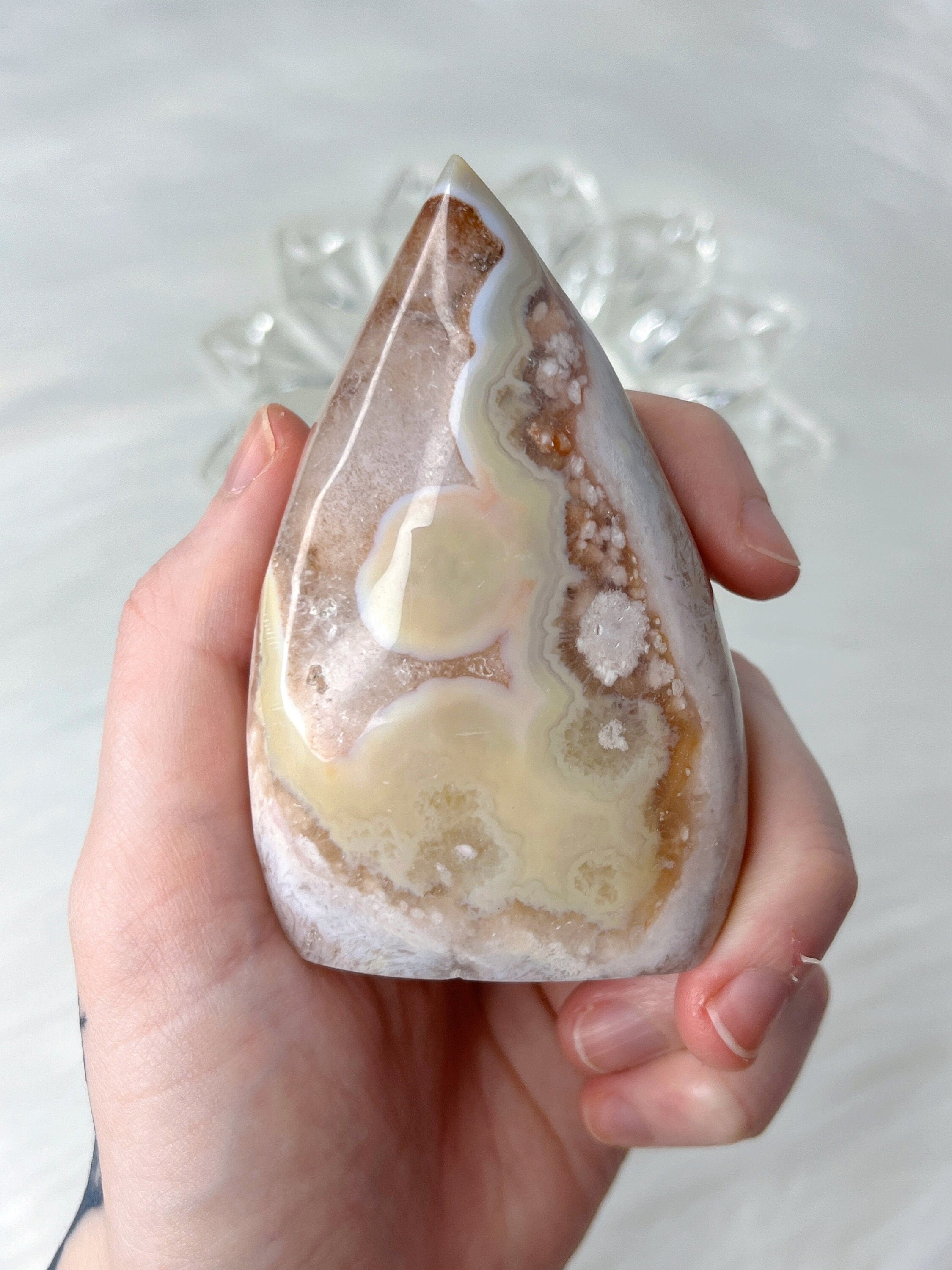 Baby Yellow Flower Agate Freeform, Pink Amethyst Flower Agate Crystal