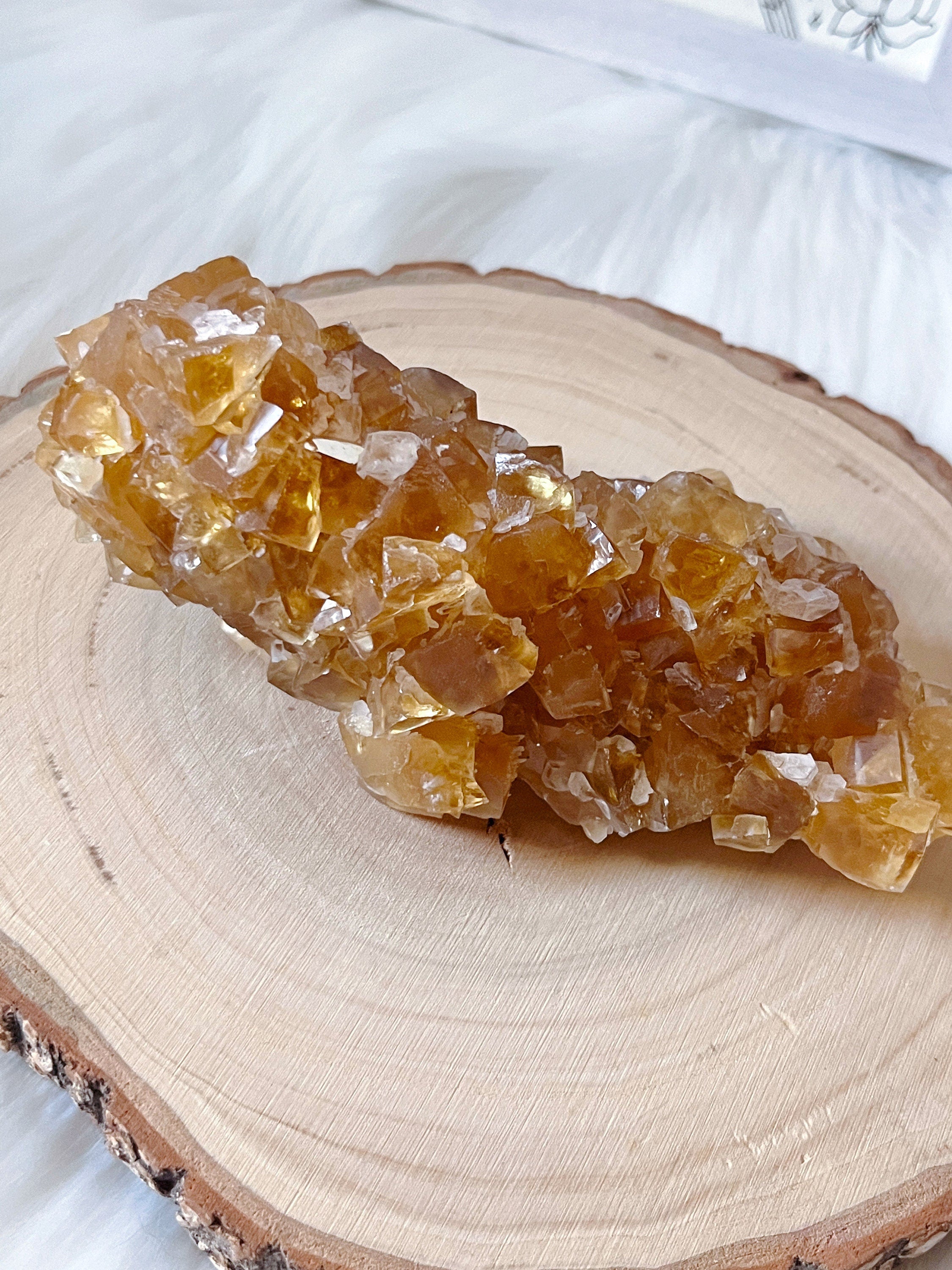 Large Raw Honey Calcite Crystal, Natural Yellow-Orange Calcite Specimen