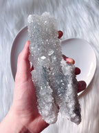 Large Apophyllite Crystal Cluster, Raw Icy Blue-Grey Diamond Apophyllite Specimen