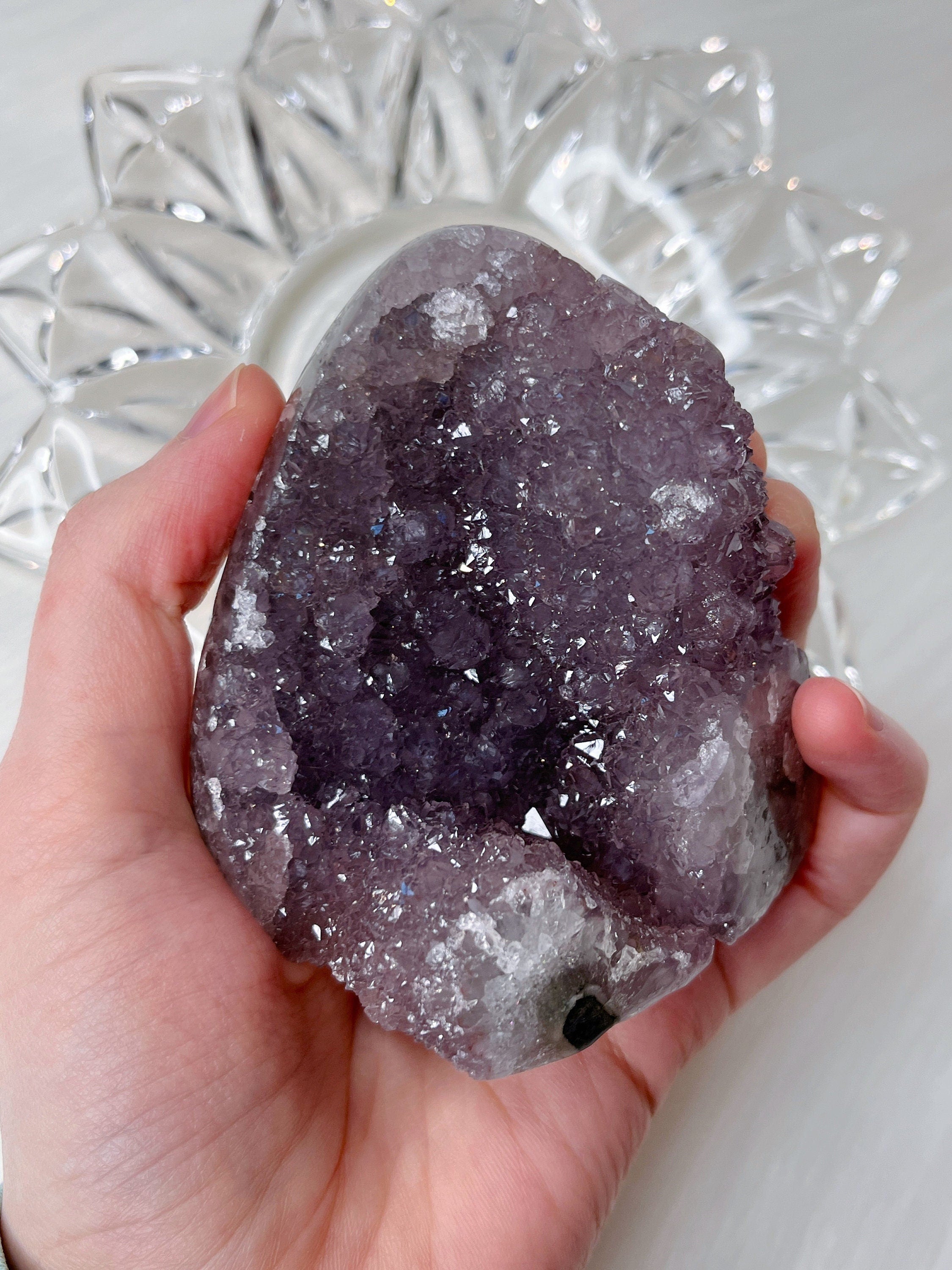 Gemmy Lavender Amethyst Cut Base, Natural Raw Amethyst Freeform