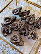 Silver Sheen Obsidian Vulva Crystal, Black Obsidian Yoni Carving — Stone Amulet for Fertility, Divine Feminine Energy