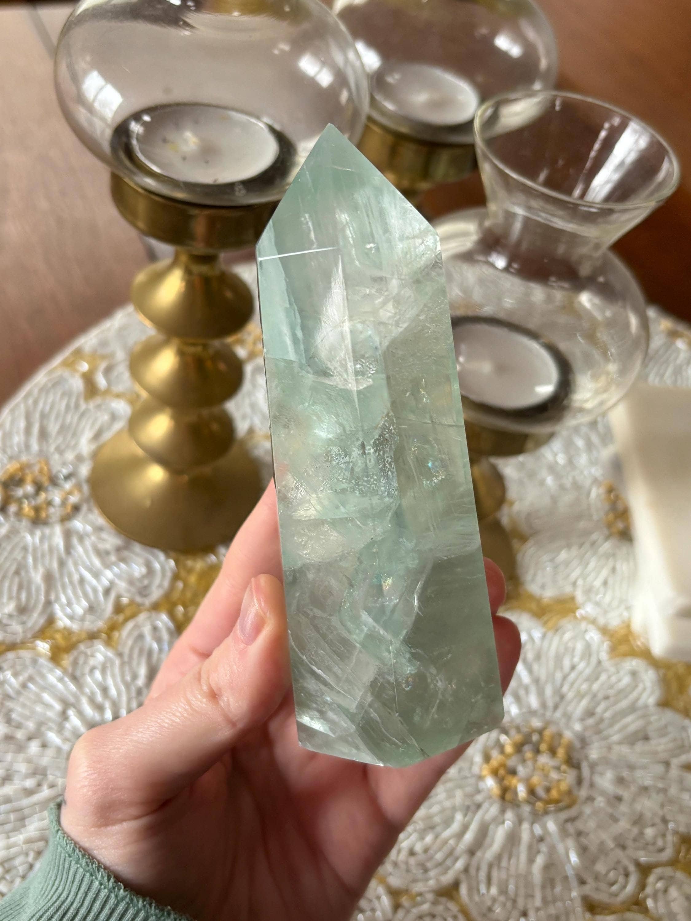 Glassy Green Fluorite Tower