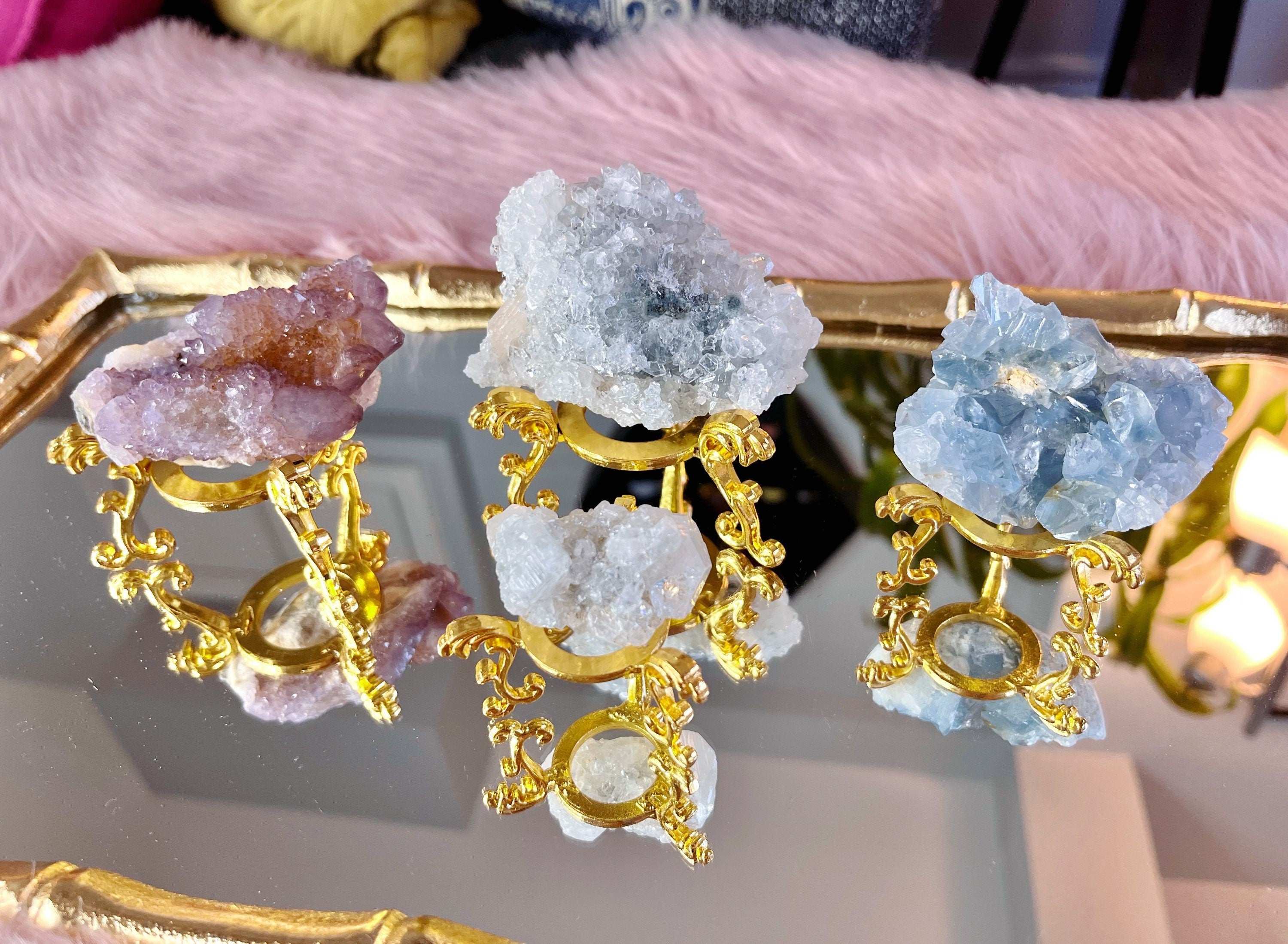 Rare Blue Apophyllite Cluster, Natural Raw Diamond Apophyllite Specimen