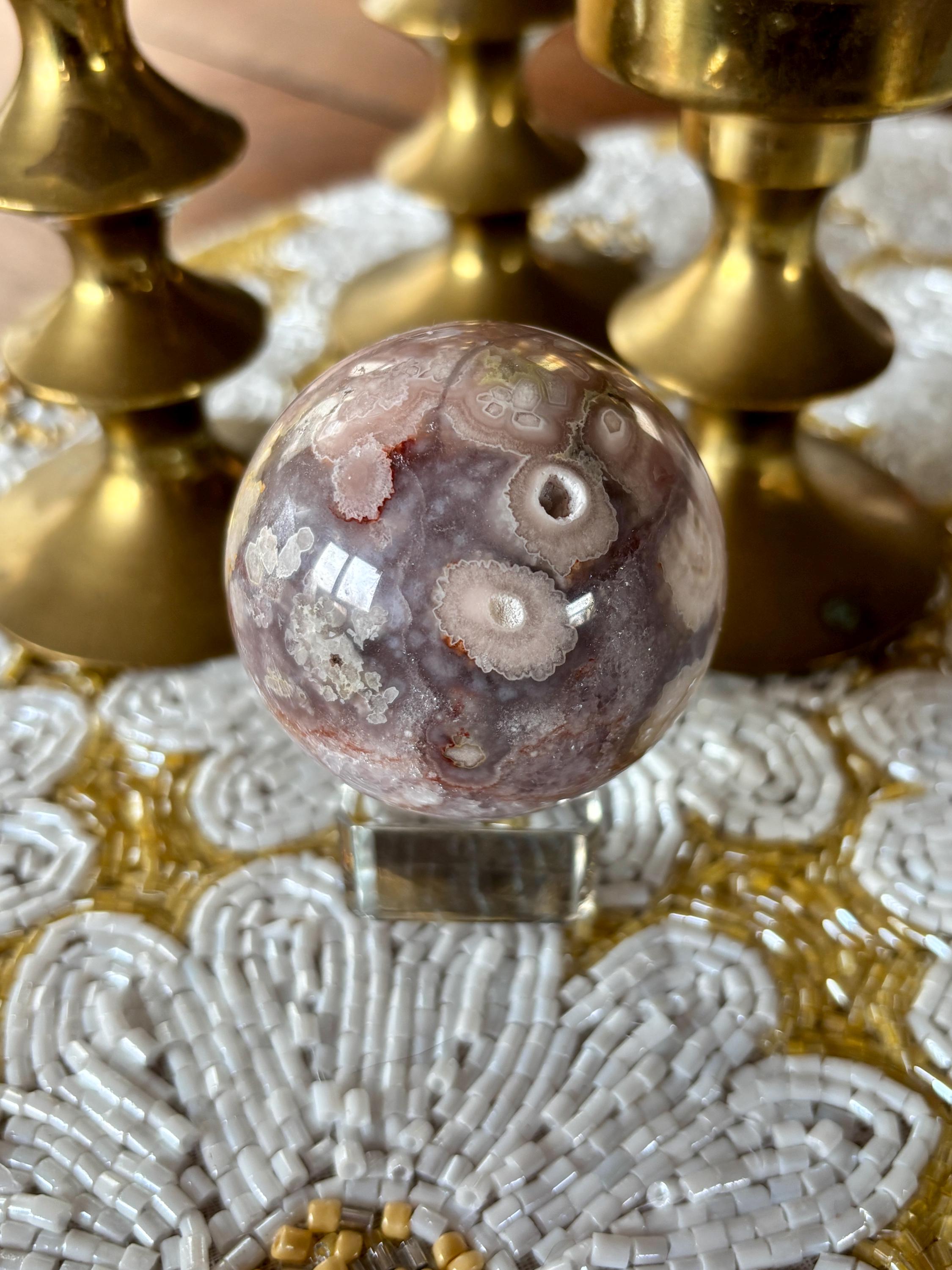 Pink Amethyst Flower Agate Sphere