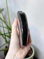 Large Silver Sheen Obsidian Heart, Polished Black Obsidian with Silver Flash Crystal Carving