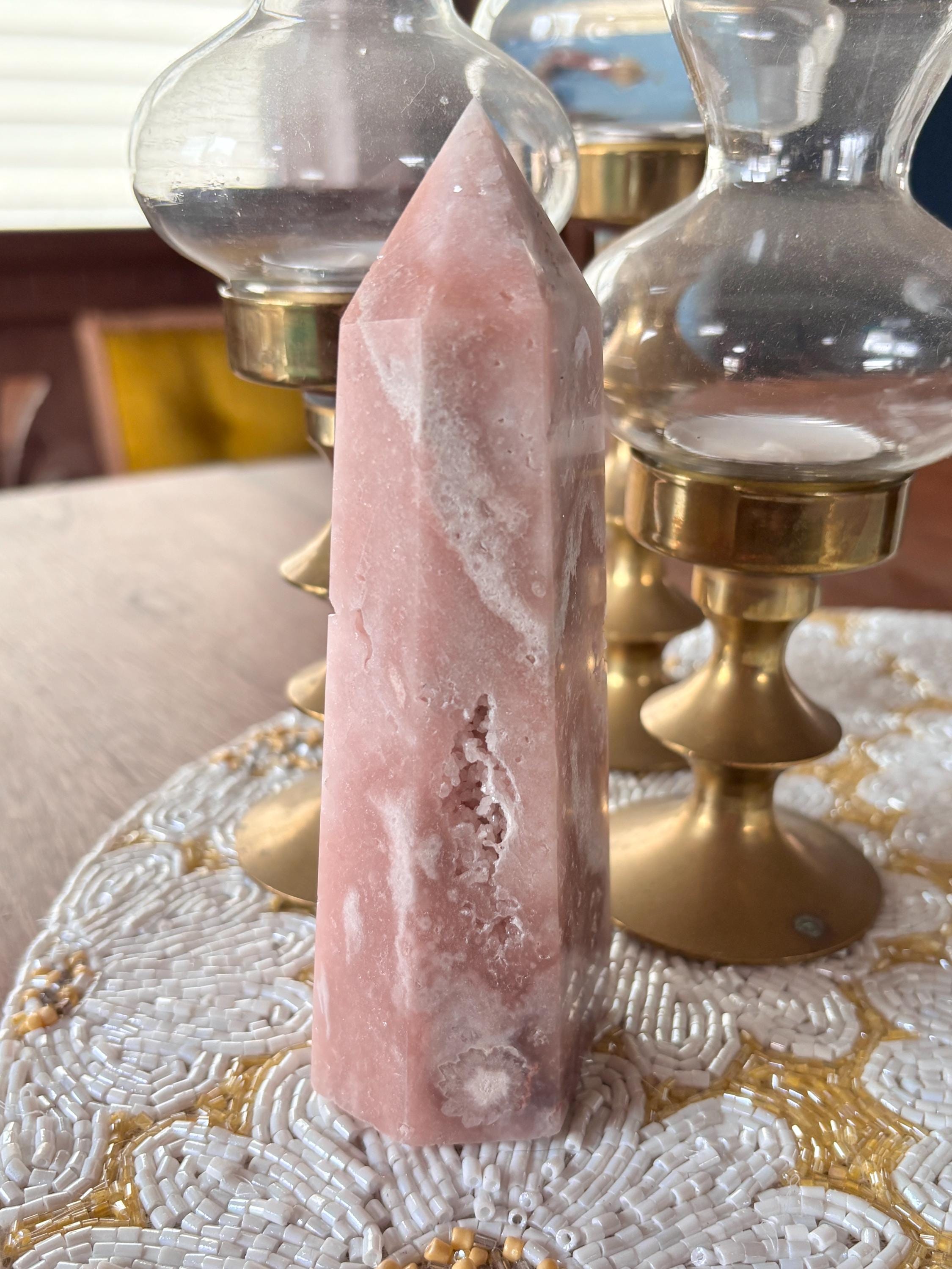 Large Pink Amethyst Flower Agate Tower with Botryoidal Formations