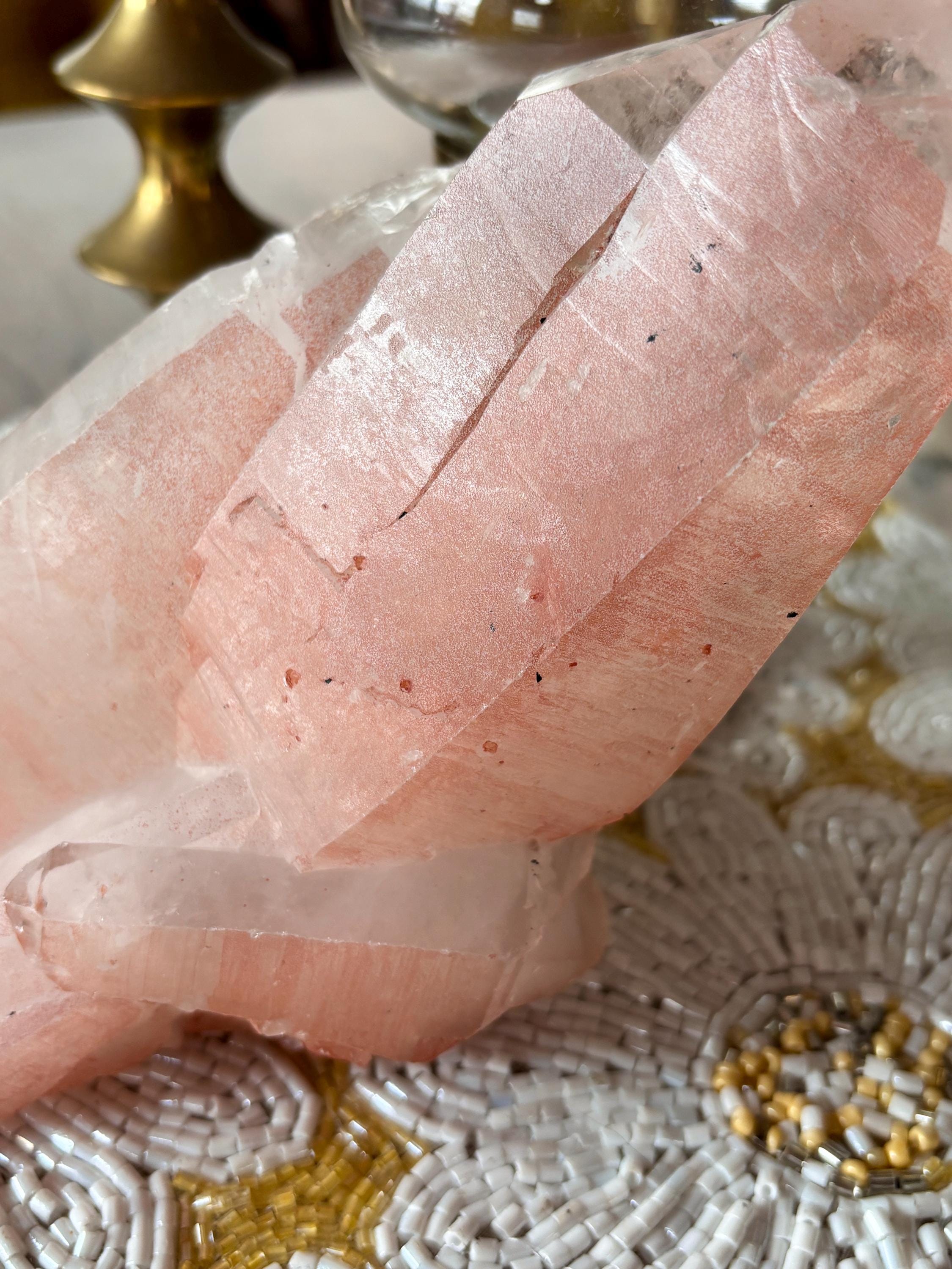 Large Raw Pink Quartz Crystal