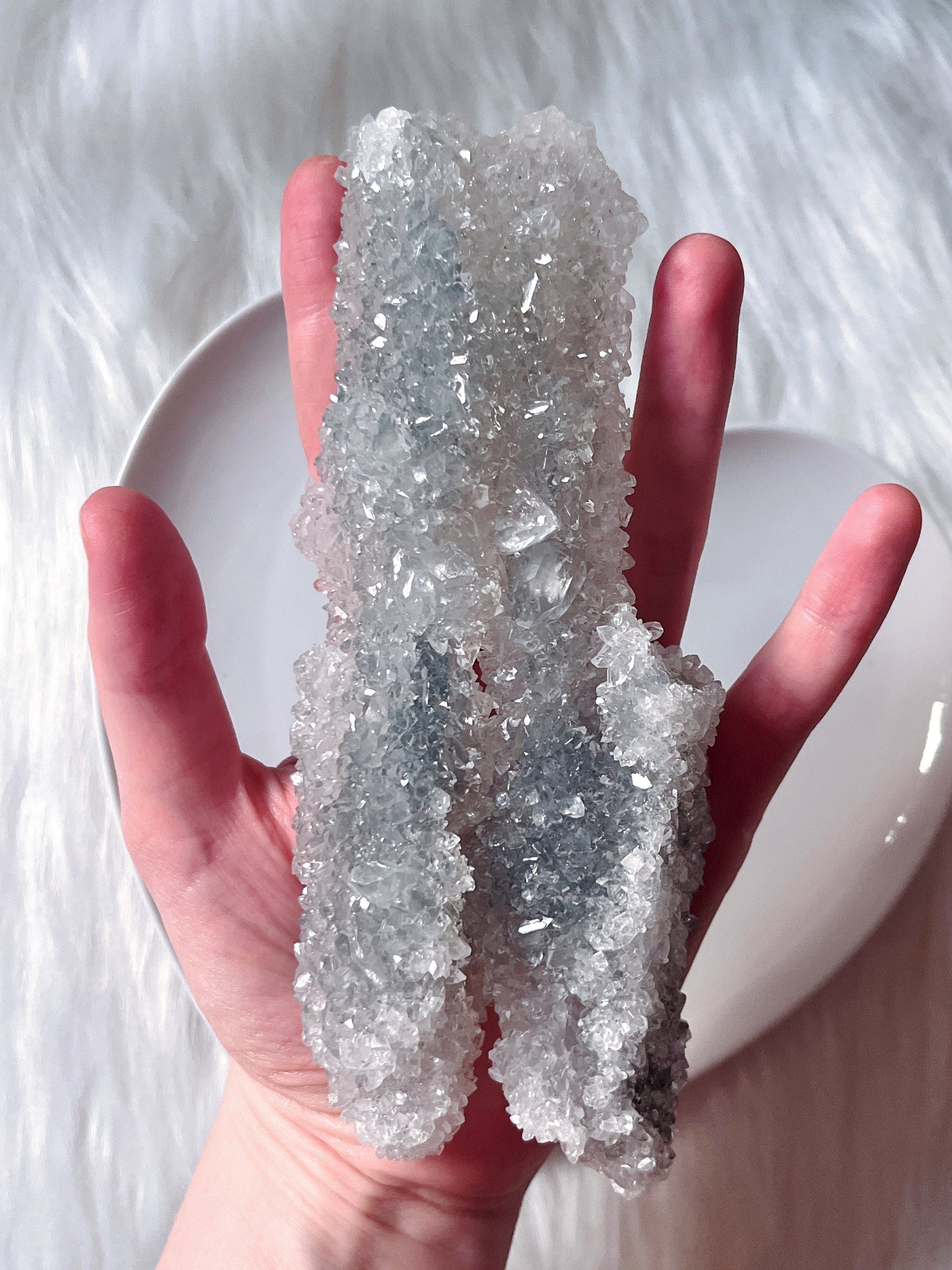 Large Apophyllite Crystal Cluster, Raw Icy Blue-Grey Diamond Apophyllite Specimen