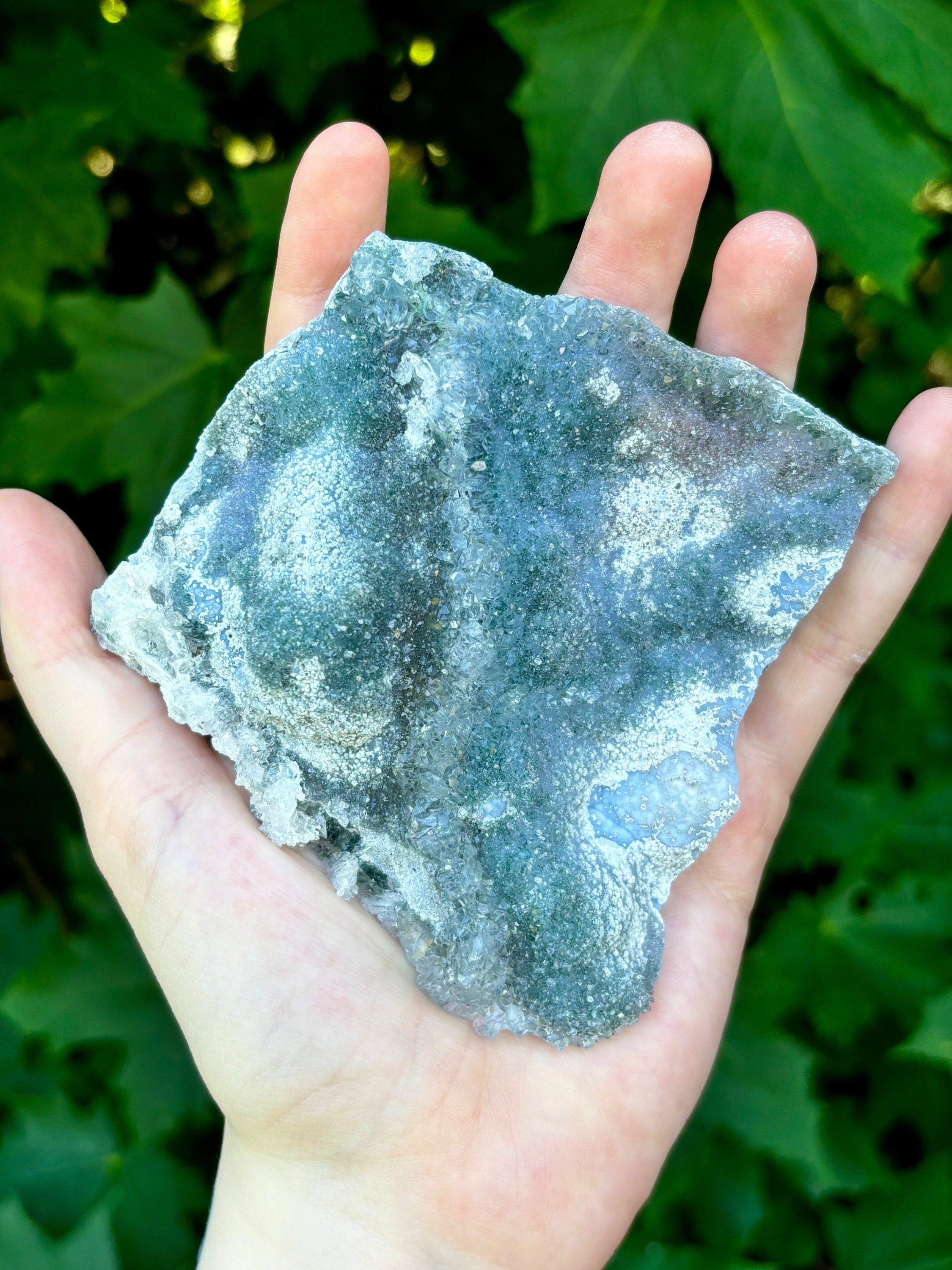 Blue Green Amethyst Crystal, Raw "Rainbow" Galaxy Sugar Amethyst
