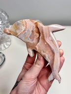 Yellow & Pink Amethyst Dolphin Crystal with Gold Stand,