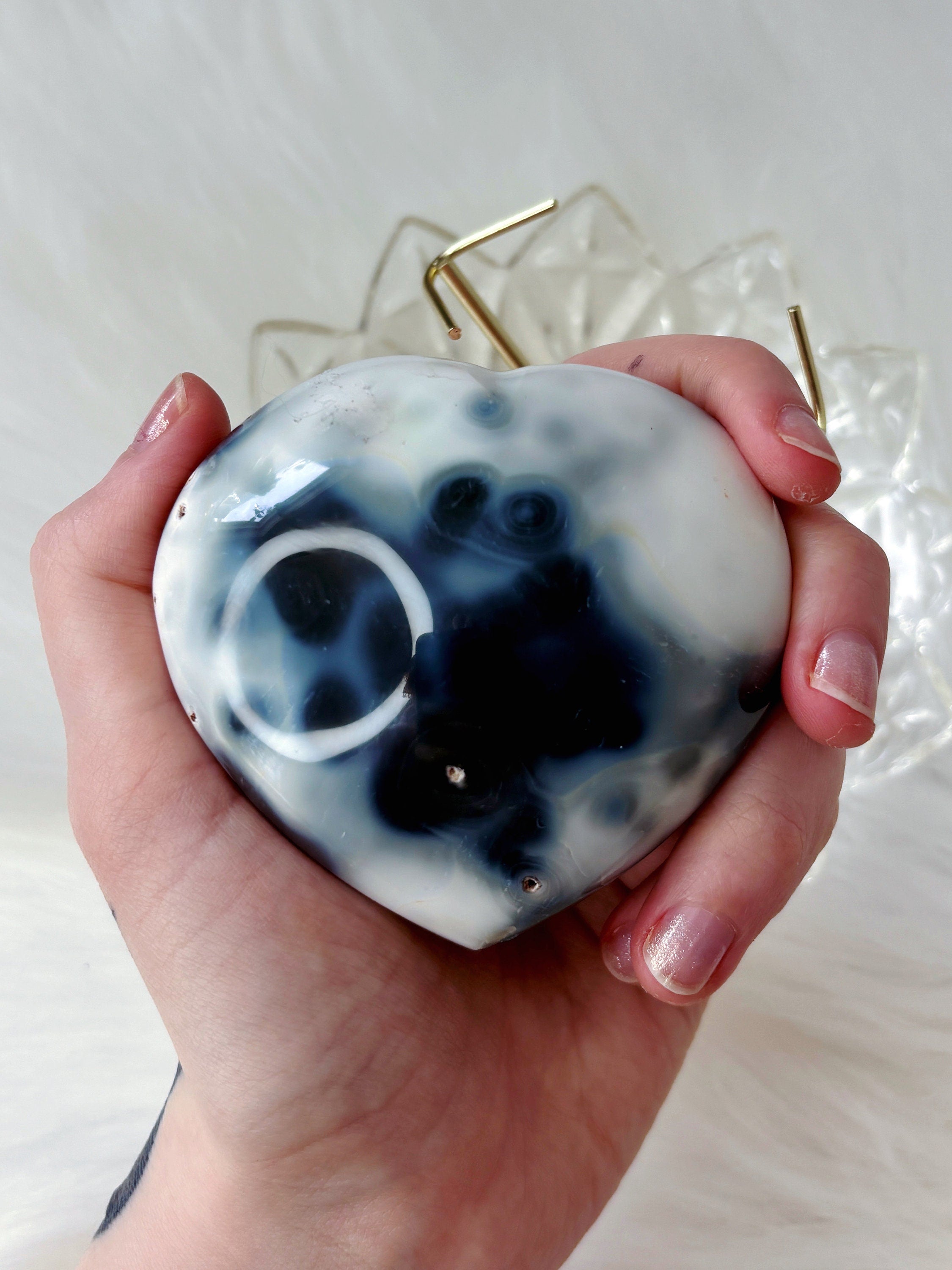 Natural Blue Orca Agate Heart
