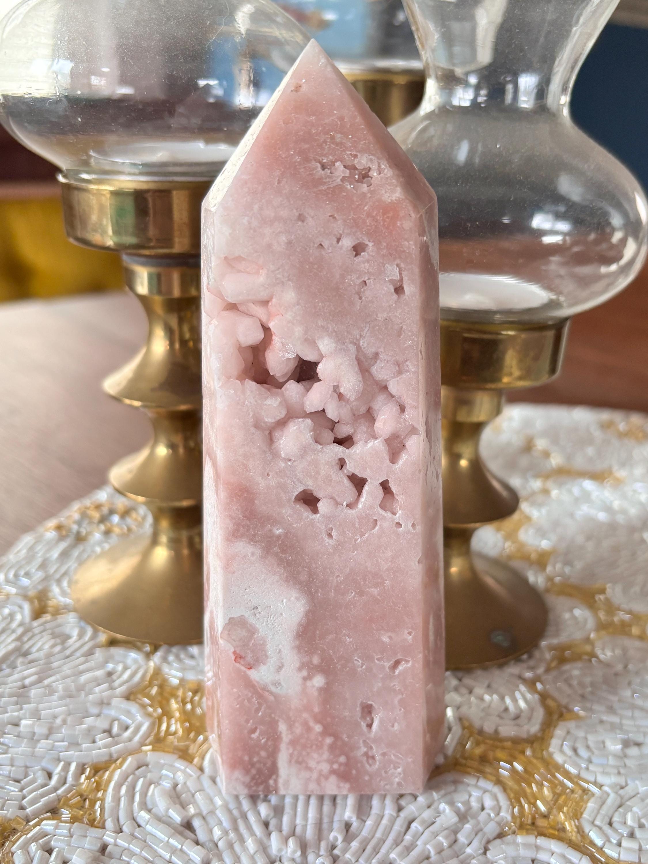Large Pink Amethyst Flower Agate Tower with Botryoidal Formations