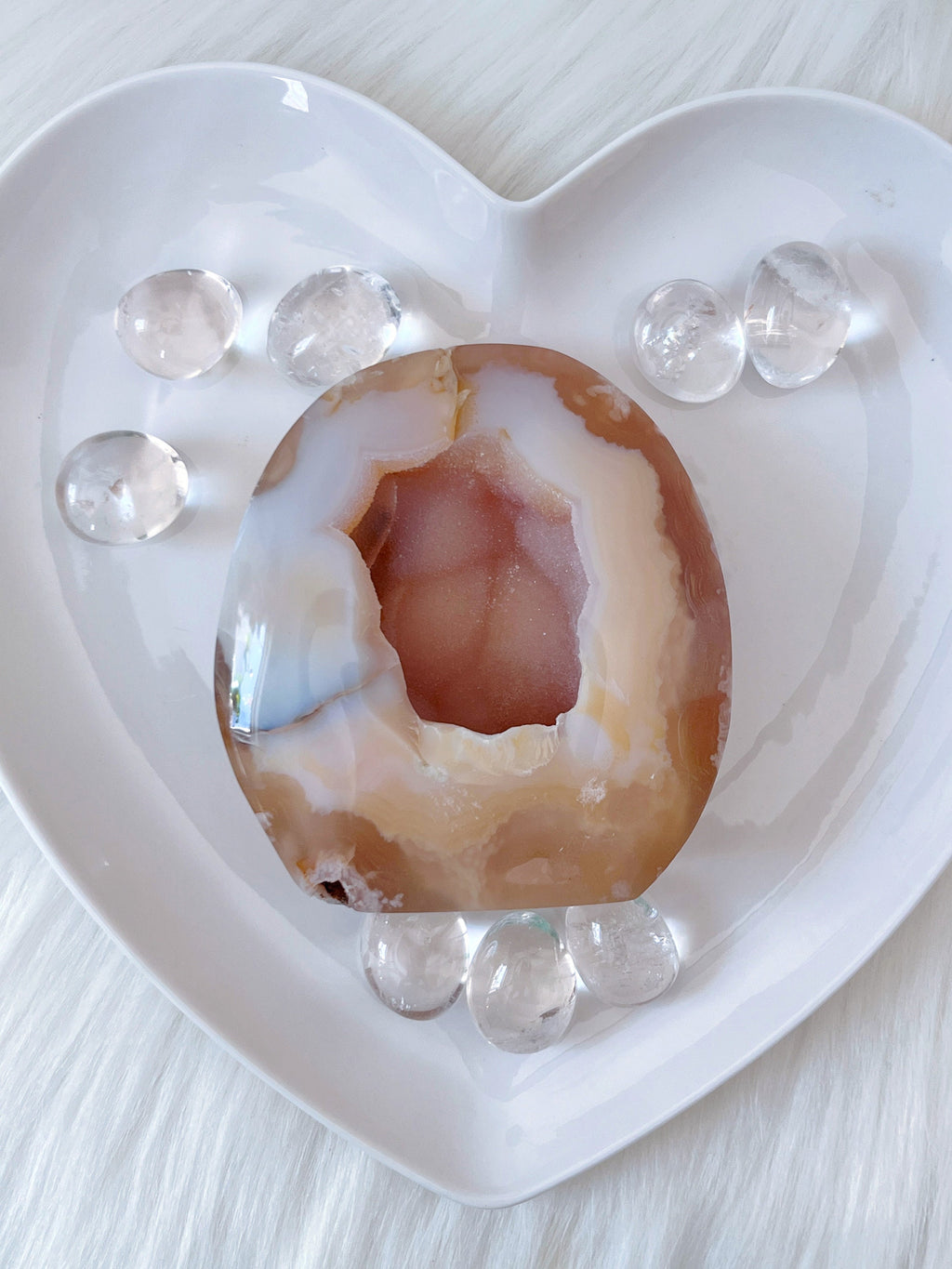 Sugary Pink Amethyst & Yellow Agate Freeform, Polished Agate Amethyst Geode Cut Base with Raw Druzy Center