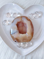 Sugary Pink Amethyst & Yellow Agate Freeform, Polished Agate Amethyst Geode Cut Base with Raw Druzy Center
