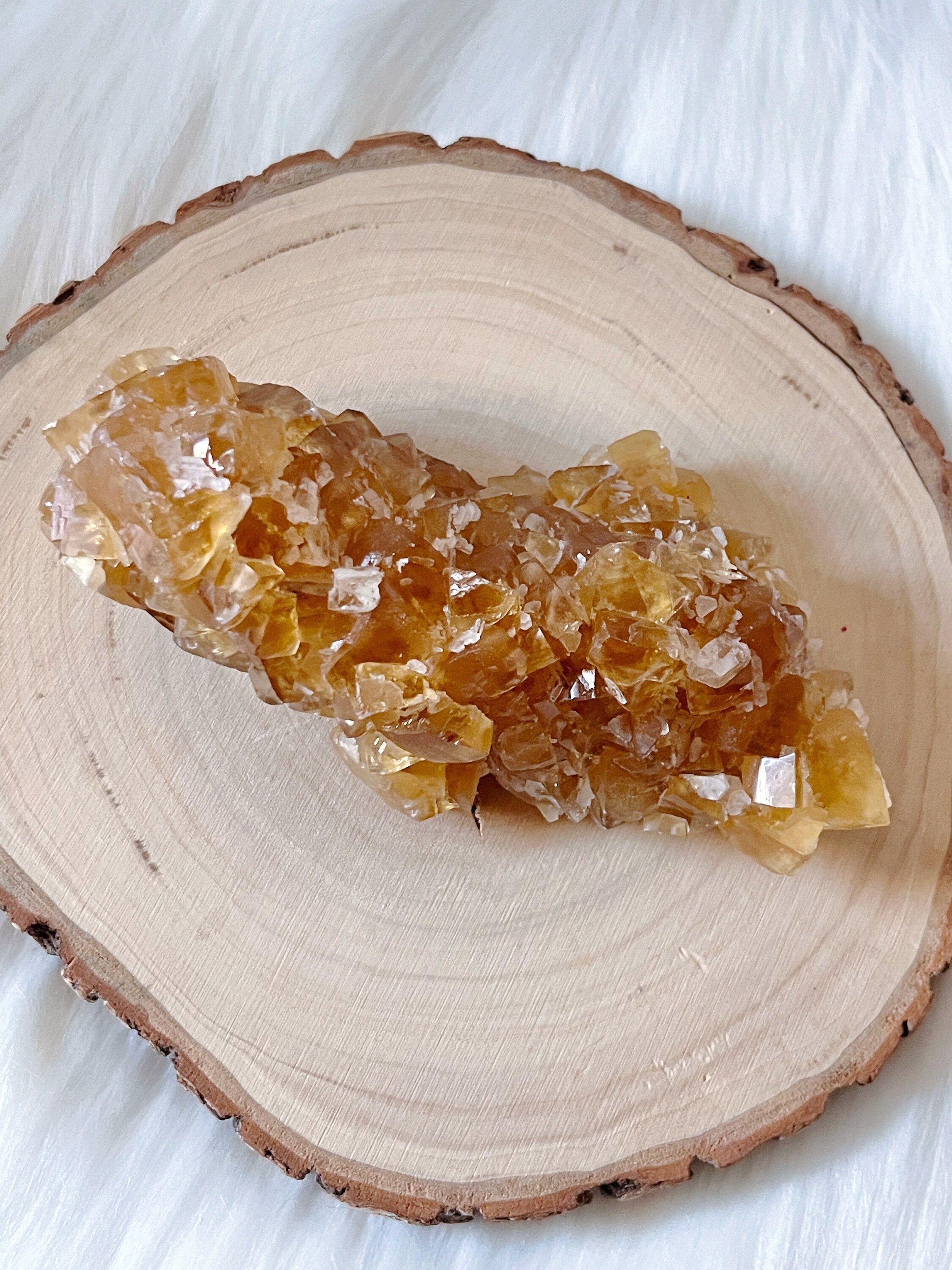 Large Raw Honey Calcite Crystal, Natural Yellow-Orange Calcite Specimen