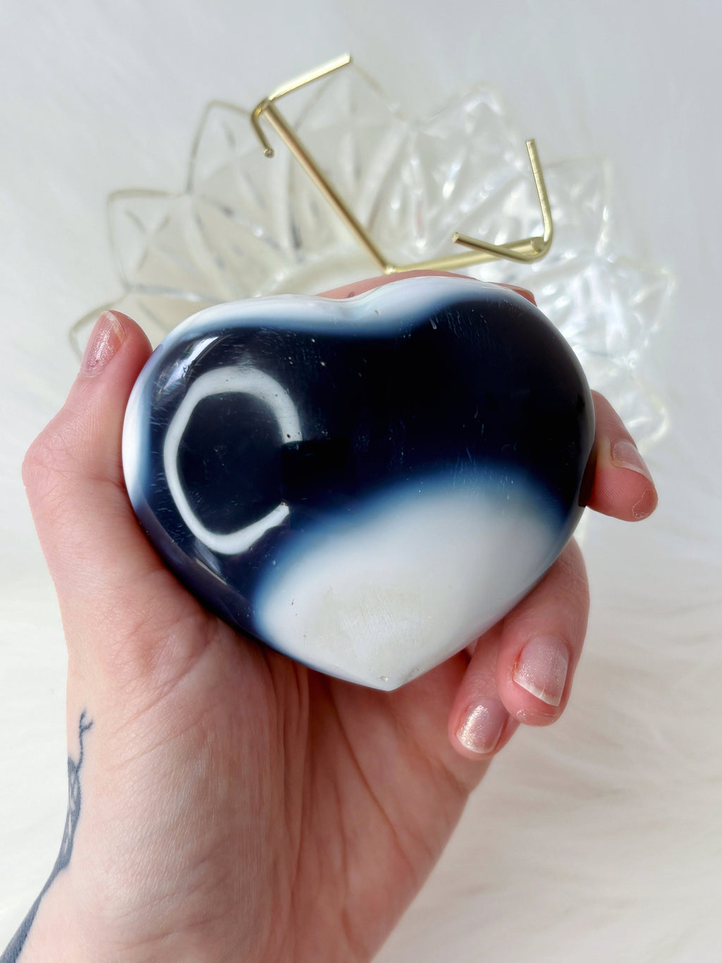 Orca Agate Crystal Heart