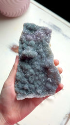 Raw Green Amethyst Slab, "Rainbow" Galaxy Amethyst Crystal