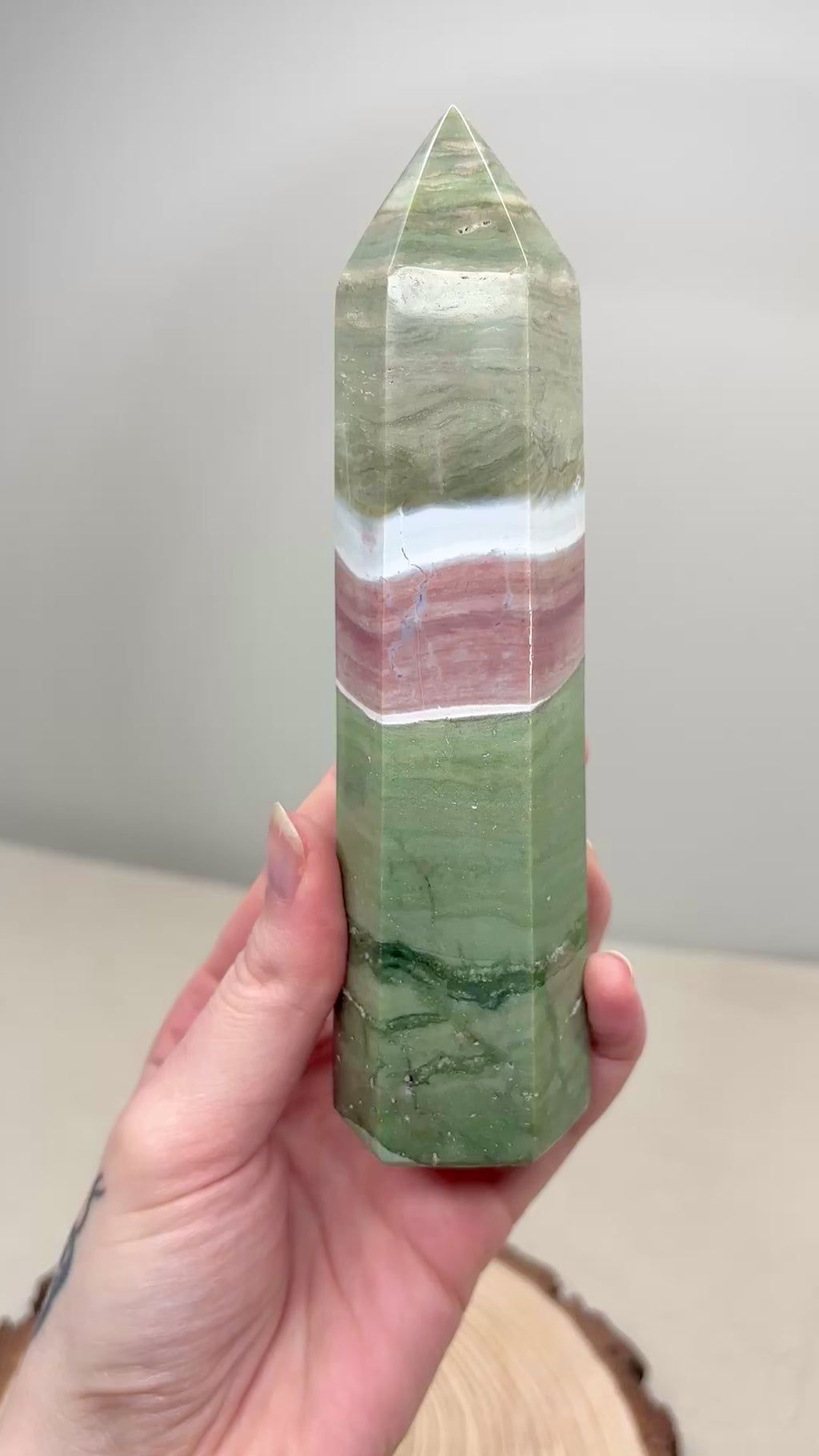 Large Pastel Ocean Jasper Tower