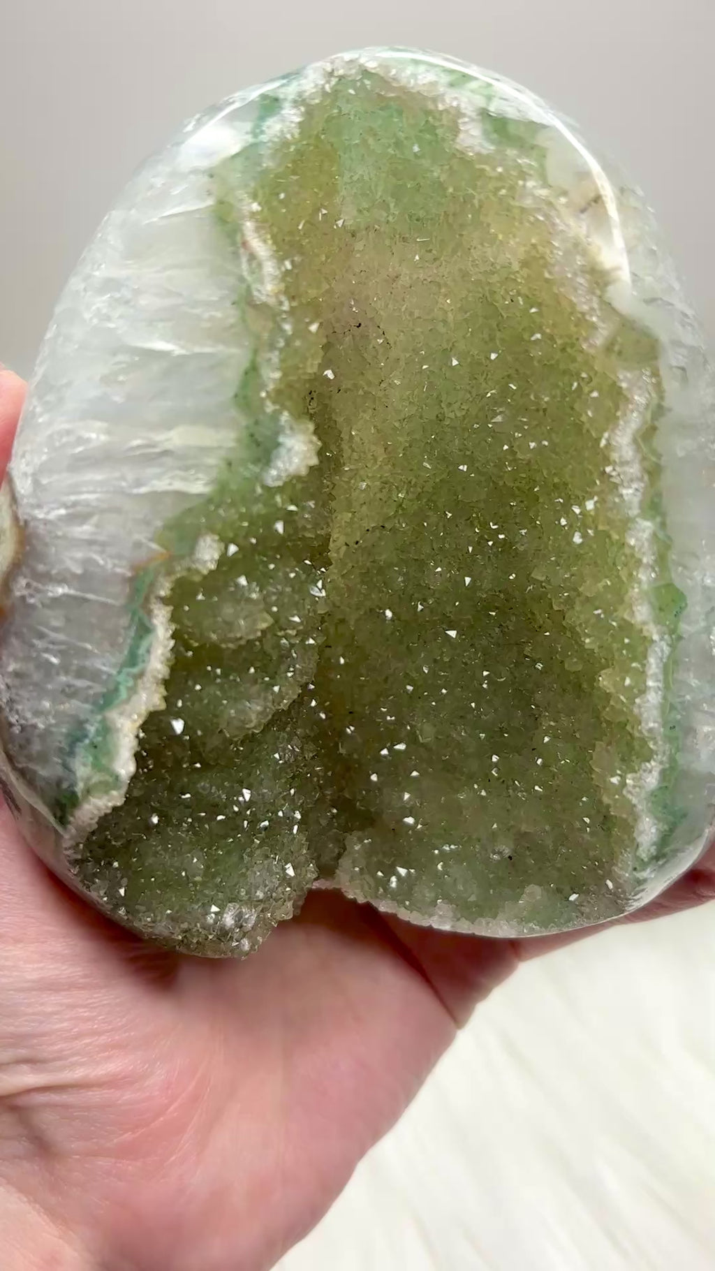 Green Amethyst Crystal with Quartz Matrix, Raw Rainbow Amethyst