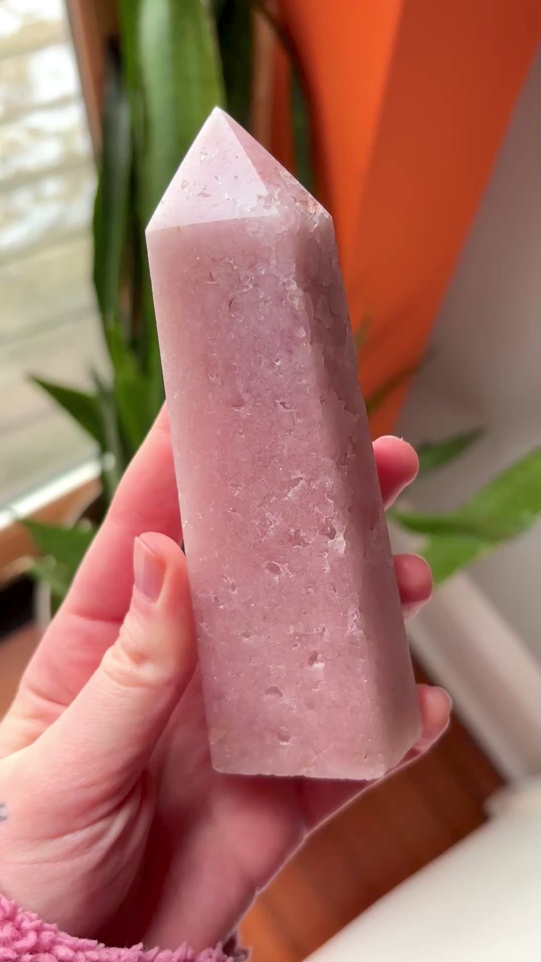 Large Pink Amethyst Tower, Natural Pink Amethyst Crystal Obelisk Point