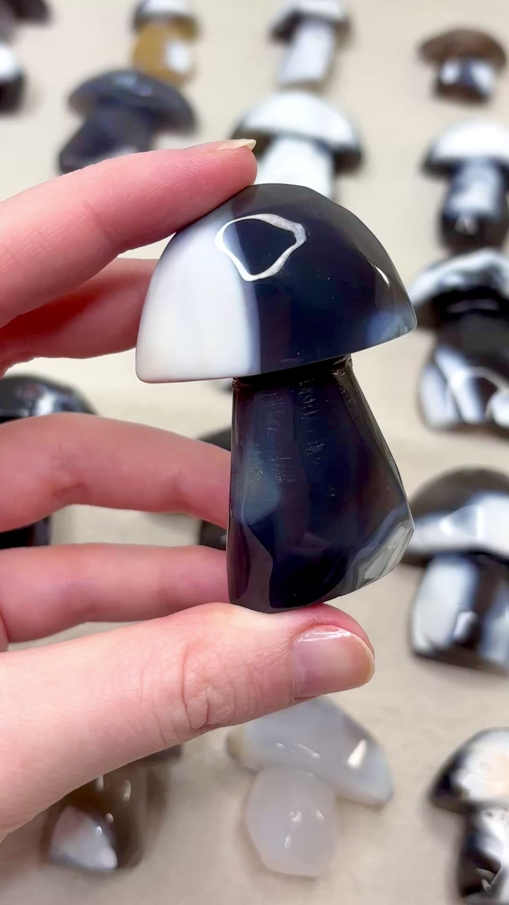 Blue Orca Agate Mushroom, Hand-Carved Natural Gemstone Mushroom