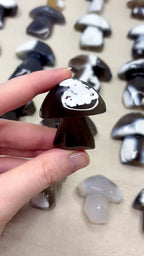 Orca Agate Mushroom Crystal, Hand Carved Natural Gemstone Mushroom