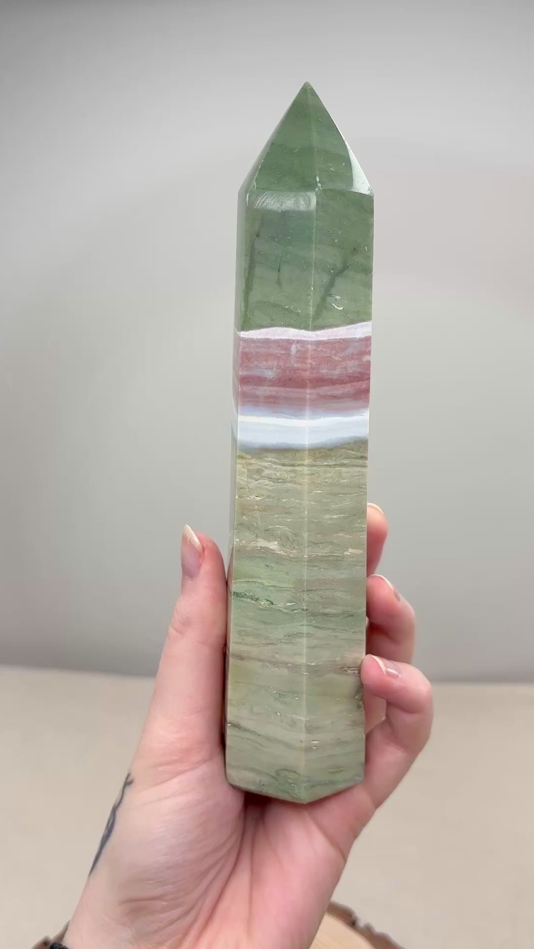 Large Pastel Ocean Jasper Tower